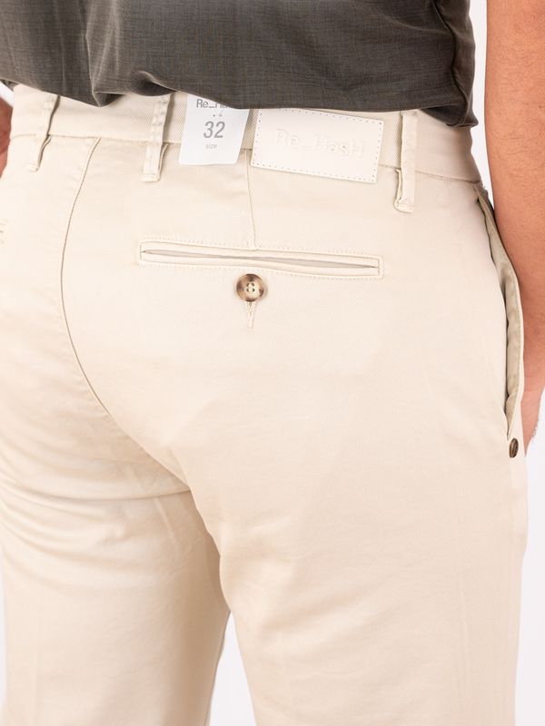 4. Pantalone Uomo Re-Hash in Lyocell e Cotone con Vestibilità Slim Elegante Beige Chiaro Re-Hash p2472277