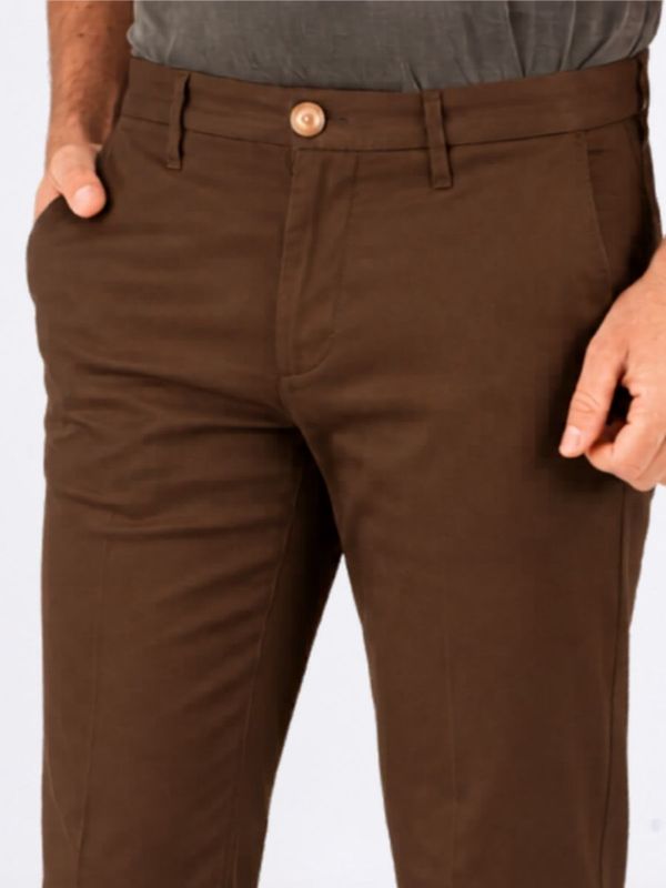 4. Pantalone Uomo Re-Hash in Lyocell e Cotone con Vestibilità Slim Elegante Marrone Re-Hash p2472277