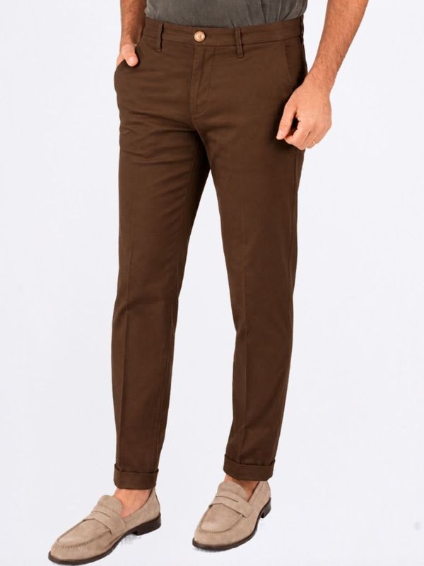 2. Pantalone Uomo Re-Hash in Lyocell e Cotone con Vestibilità Slim Elegante Marrone Re-Hash p2472277