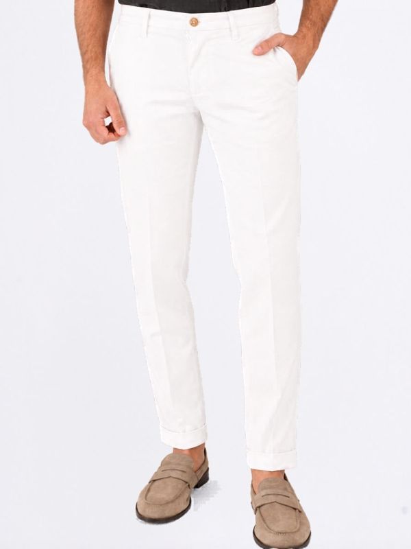 Pantalone Uomo Re-Hash in Lyocell e Cotone con Vestibilità Slim Elegante Bianco Re-Hash
