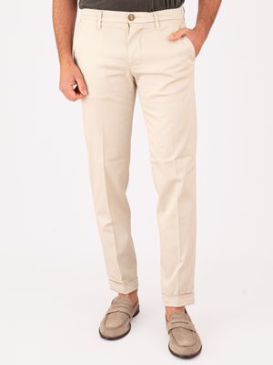 1. Pantalone Uomo Re-Hash in Lyocell e Cotone con Vestibilità Slim Elegante Beige Chiaro
