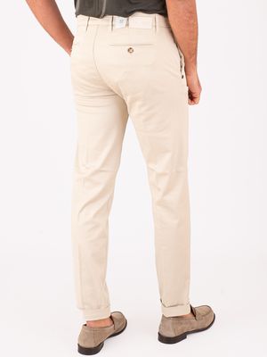 3. Pantalone Uomo Re-Hash in Lyocell e Cotone con Vestibilità Slim Elegante Beige Chiaro