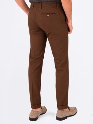 3. Pantalone Uomo Re-Hash in Lyocell e Cotone con Vestibilità Slim Elegante Marrone