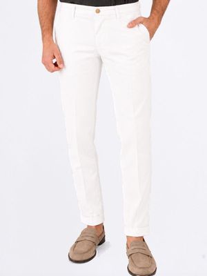 1. Pantalon Re-Hash pour homme en lyocell et coton, coupe slim élégante Blanc