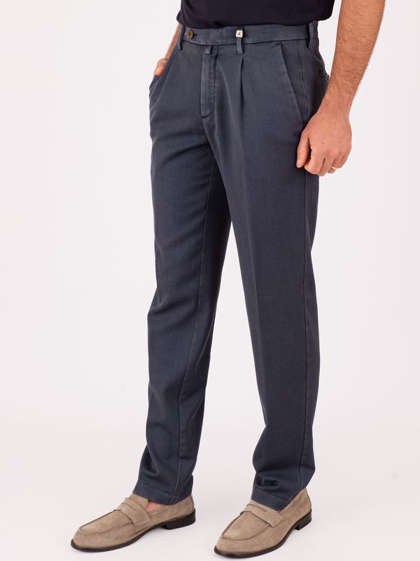 2. Myths Men's Trousers in Cool Virgin Wool with Front Pleats Blue MYTHS 26m19long145