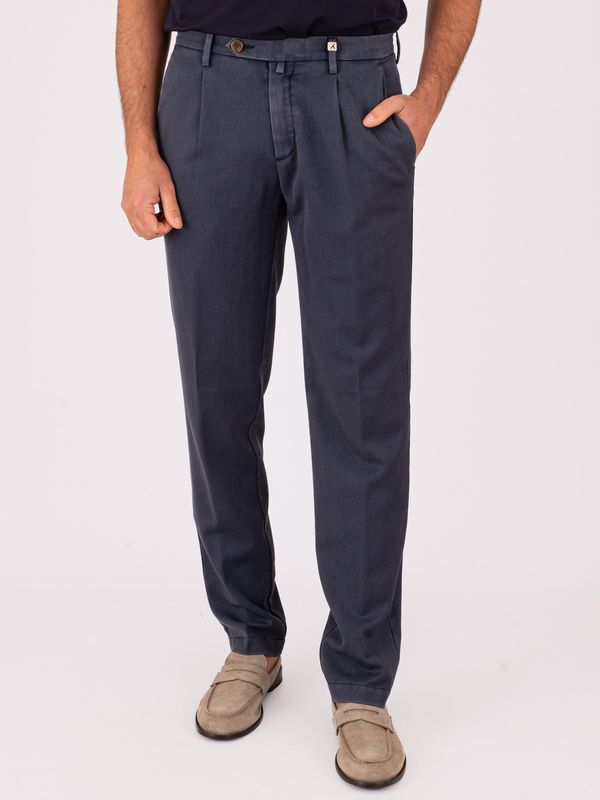 Pantalone Uomo Myths in Fresco di Lana Vergine con pinces frontali Blu MYTHS