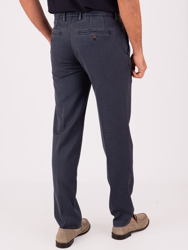 3. Myths Men's Trousers in Cool Virgin Wool with Front Pleats Blue MYTHS 26m19long145