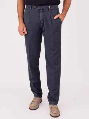 1. Pantalone Uomo Myths in Fresco di Lana Vergine con pinces frontali Blu