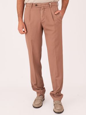 1. Myths Men's Trousers in Cool Virgin Wool with Front Pleats Onion