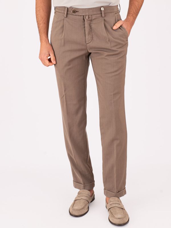 Pantalone Uomo Myth con pinces frontali in fresco di lana Tortora MYTHS