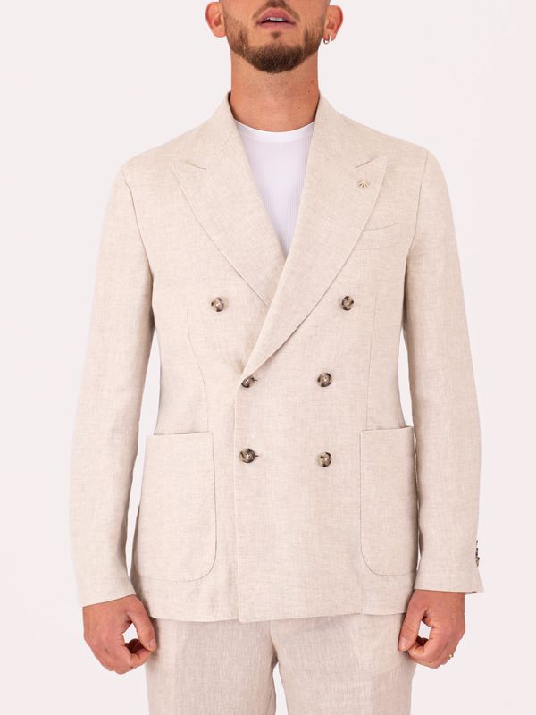Giacca Doppiopetto Uomo Manuel Ritz in lino con texture leggera Beige Chiaro MANUEL RITZ
