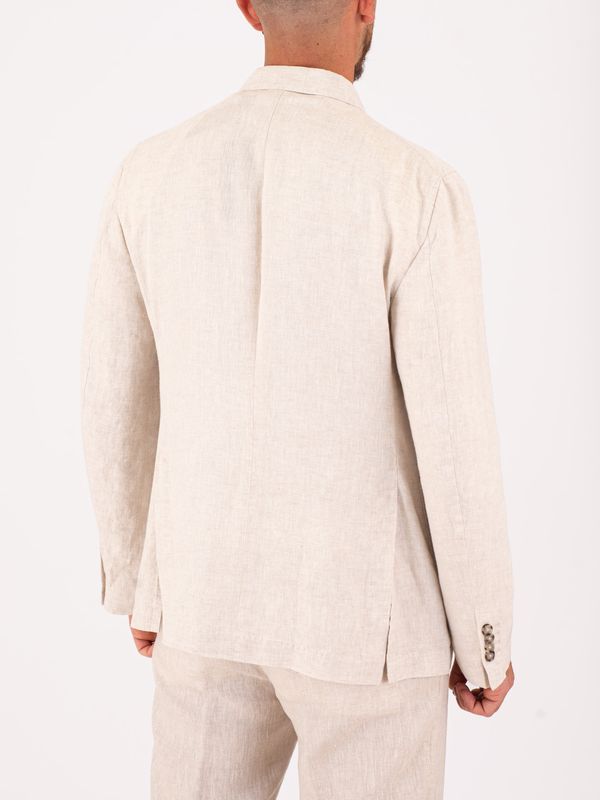 3. Manuel Ritz Men's Double-Breasted Jacket in Light-Textured Linen Light Beige MANUEL RITZ 4032g2738l263144
