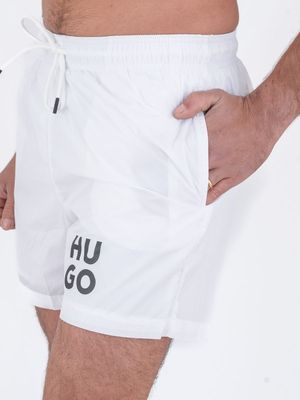 4. Boxer pour homme HUGO avec logo imprimé et cordon de serrage Blanc