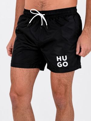 2. Costume Boxer Uomo HUGO con Logo Stampato e Coulisse Nero