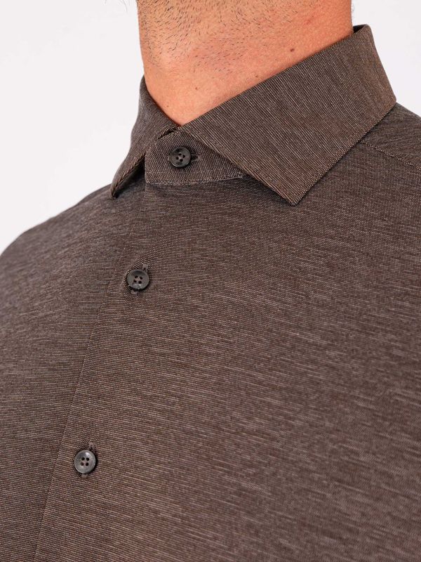 4. Xacus Men's Shirt in Evolution Fit Technical Fabric Brown Xacus 71614.act358ml