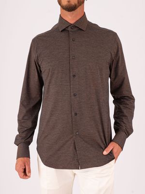 1. Camicia Uomo Xacus in Tessuto Tecnico Evolution-Regular Fit Marrone