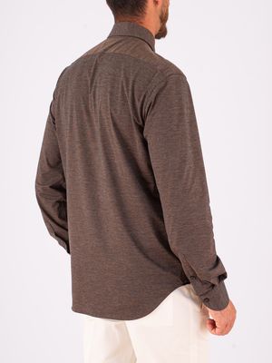 3. Camicia Uomo Xacus in Tessuto Tecnico Evolution-Regular Fit Marrone