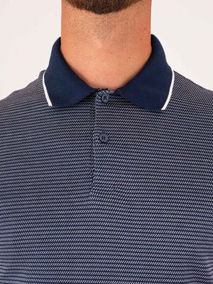 4. Paul&Shark Men's Cotton Polo Shirt with Micro Stripe Pattern and Contrasting Collar Blue