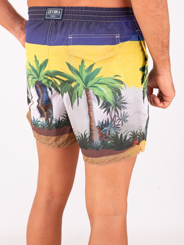 3. Maillot de bain homme Zeybra en tissu technique imprimé paysage méditerranéen Bleu ZEYBRA aub604
