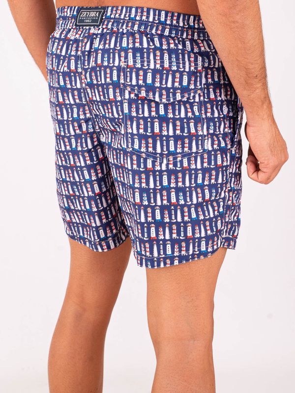 3. Zeybra Men's Swimsuit in Technical Fabric with Headlight Print Blue ZEYBRA aub621