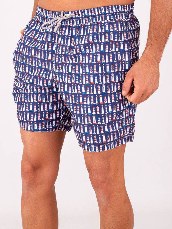 2. Zeybra Men's Swimsuit in Technical Fabric with Headlight Print Blue ZEYBRA aub621
