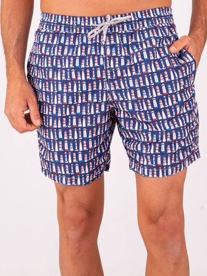 1. Zeybra Men's Swimsuit in Technical Fabric with Headlight Print Blue