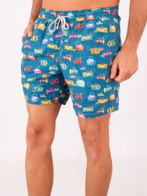 2. Zeybra Men's Swimsuit in Technical Fabric with Tennis & Travel Print Octane