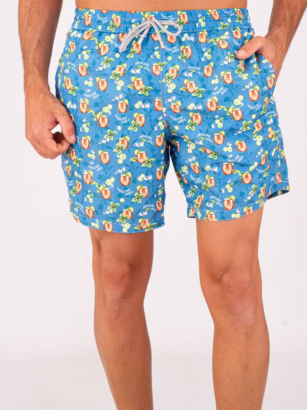 1. Zeybra Men's Swimsuit in Technical Fabric with Moscow Mule Print Blue ZEYBRA aub625