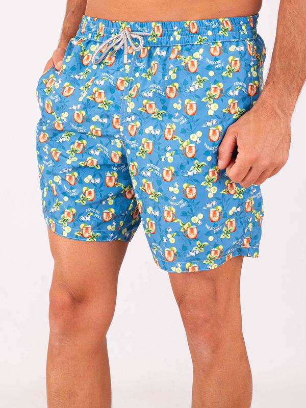 2. Zeybra Men's Swimsuit in Technical Fabric with Moscow Mule Print Blue ZEYBRA aub625