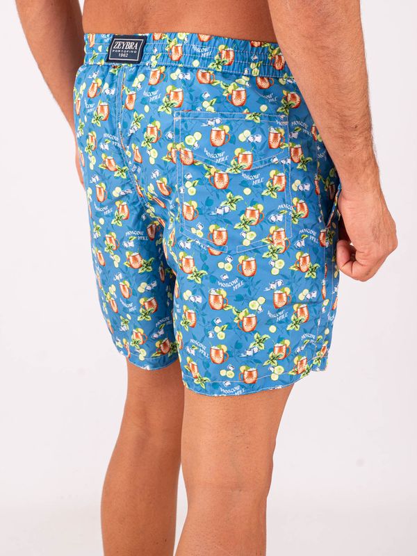 3. Zeybra Men's Swimsuit in Technical Fabric with Moscow Mule Print Blue ZEYBRA aub625