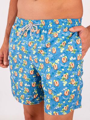 4. Zeybra Men's Swimsuit in Technical Fabric with Moscow Mule Print Blue