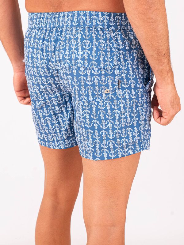3. Zeybra Men's Swimsuit in Technical Fabric with Anchor Print Blue ZEYBRA aub650