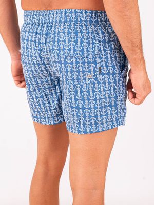 3. Zeybra Men's Swimsuit in Technical Fabric with Anchor Print Blue