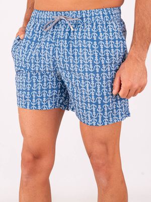 2. Zeybra Men's Swimsuit in Technical Fabric with Anchor Print Blue
