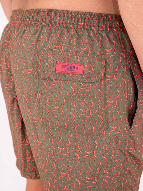 4. Costume Uomo Zeybra in Tessuto Tecnico con Fantasia Peperoncini Verde Militare ZEYBRA aub653