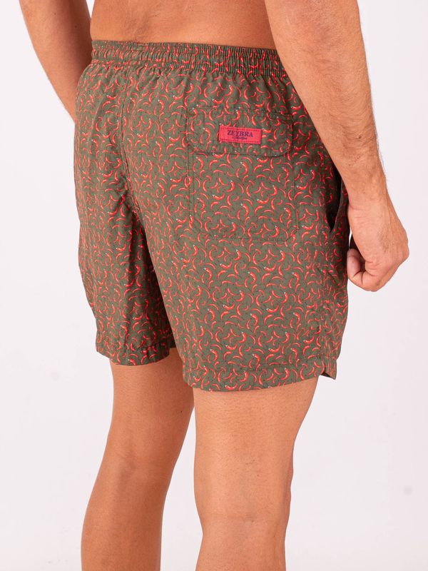 3. Costume Uomo Zeybra in Tessuto Tecnico con Fantasia Peperoncini Verde Militare ZEYBRA aub653