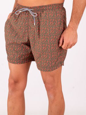 2. Maillot de bain homme Zeybra en tissu technique imprimé piment Vert militaire