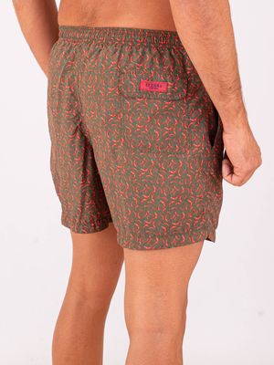3. Maillot de bain homme Zeybra en tissu technique imprimé piment Vert militaire