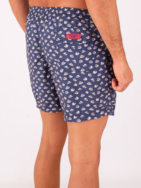 3. Zeybra Men's Swimsuit in Technical Fabric with Hat Print Blue ZEYBRA aub654
