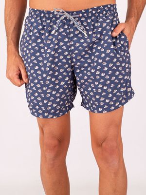 1. Zeybra Men's Swimsuit in Technical Fabric with Hat Print Blue