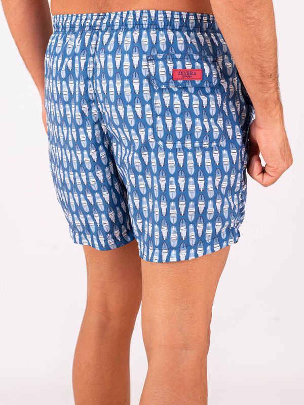 3. Zeybra Men's Swimsuit in Technical Fabric with Boat Print Blue ZEYBRA aub661