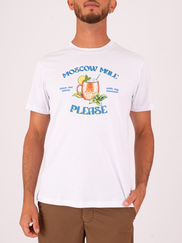 1. Zeybra Men's Cotton T-Shirt with Moscow Mule Print White ZEYBRA aut625