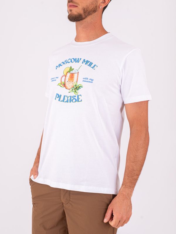 2. Zeybra Men's Cotton T-Shirt with Moscow Mule Print White ZEYBRA aut625