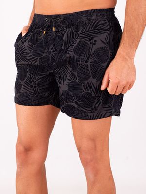 2. Maillot de bain homme Zeybra en tissu technique à imprimé tropical Bleu Noir
