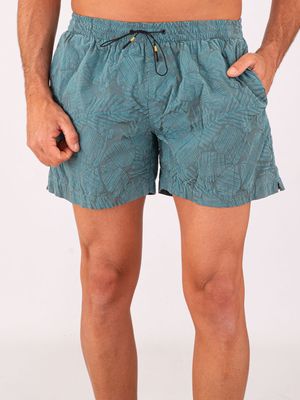 1. Maillot de bain homme Zeybra en tissu technique à imprimé tropical Turquoise