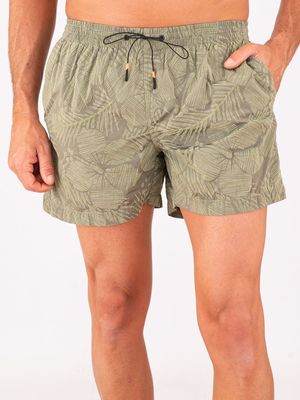 1. Maillot de bain homme Zeybra en tissu technique à imprimé tropical Vert