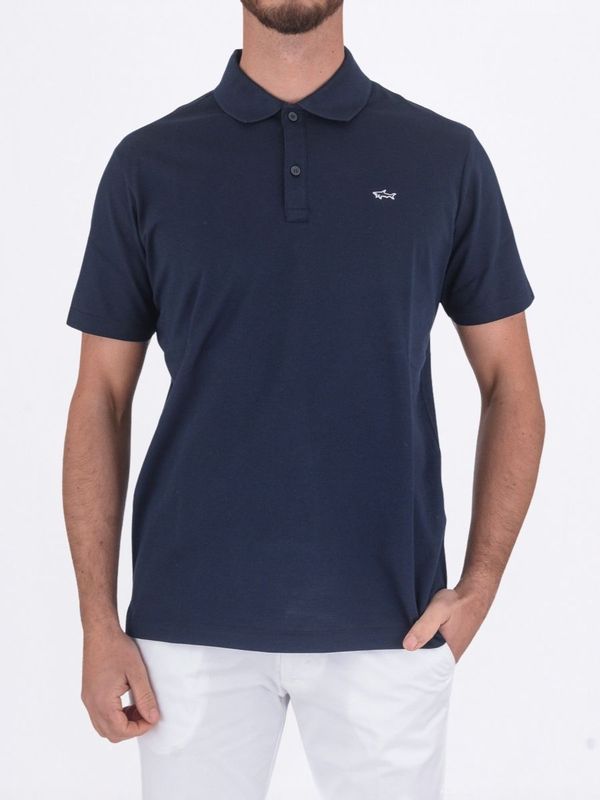 Polo Uomo Paul&Shark Maniche Corte in Cotone con Logo Ricamato Blu PAUL & SHARK