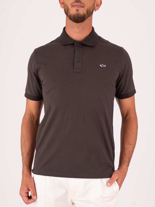 Polo Uomo Paul&Shark Maniche Corte in Cotone con Logo Ricamato Marrone PAUL & SHARK