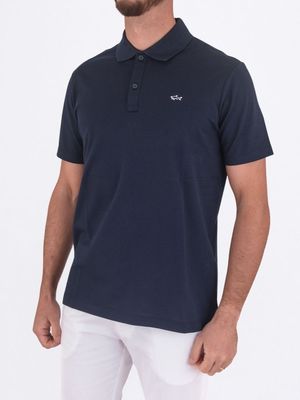 2. Polo Uomo Paul&Shark Maniche Corte in Cotone con Logo Ricamato Blu