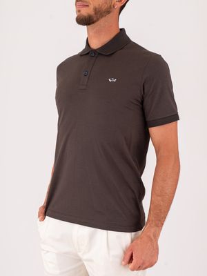 2. Polo Uomo Paul&Shark Maniche Corte in Cotone con Logo Ricamato Marrone